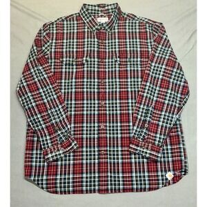 Carhartt Relaxed Fit Men's Red & Black Plaid Button-Down Long Sleeve Shirt Sz XL